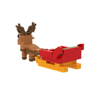 Reindeer & Sleigh brick scene accessory, detail view 2