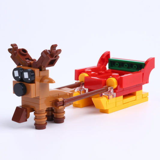 Reindeer & Sleigh brick scene accessory, right-side view