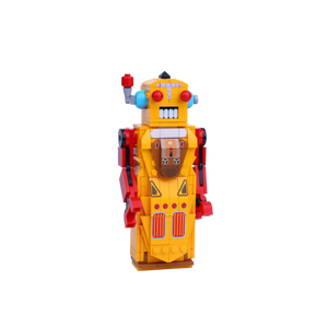 Retro Tin Sentinel brick art collectible, left-side view