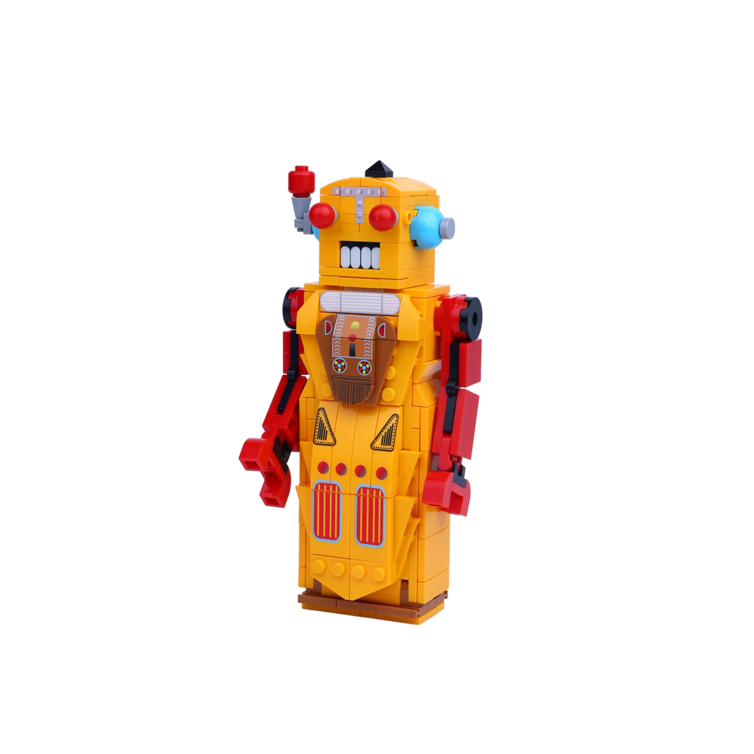 Retro Tin Sentinel brick art collectible, right-side view
