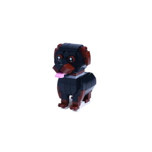 Rottweiler dog brick figure, right-side view