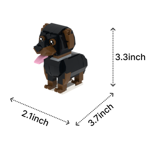 Rottweiler dog brick figure, size guide