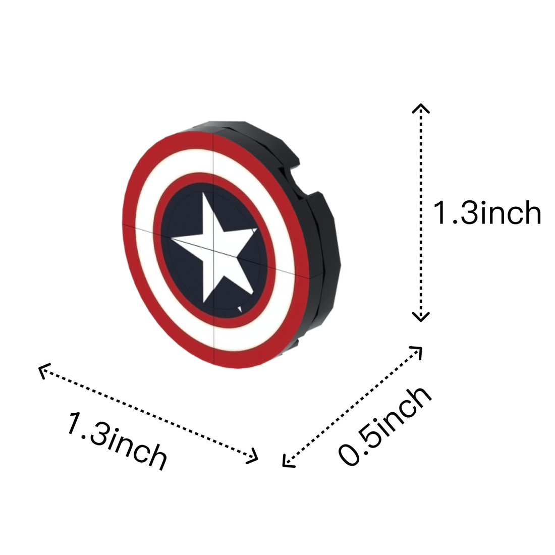 Shield brick figure accessory, size guide