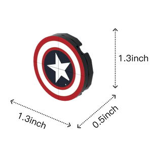 Shield brick figure accessory, size guide
