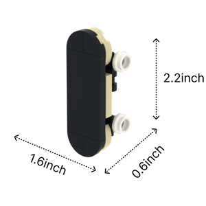 Skateboard brick figure accessory, size guide