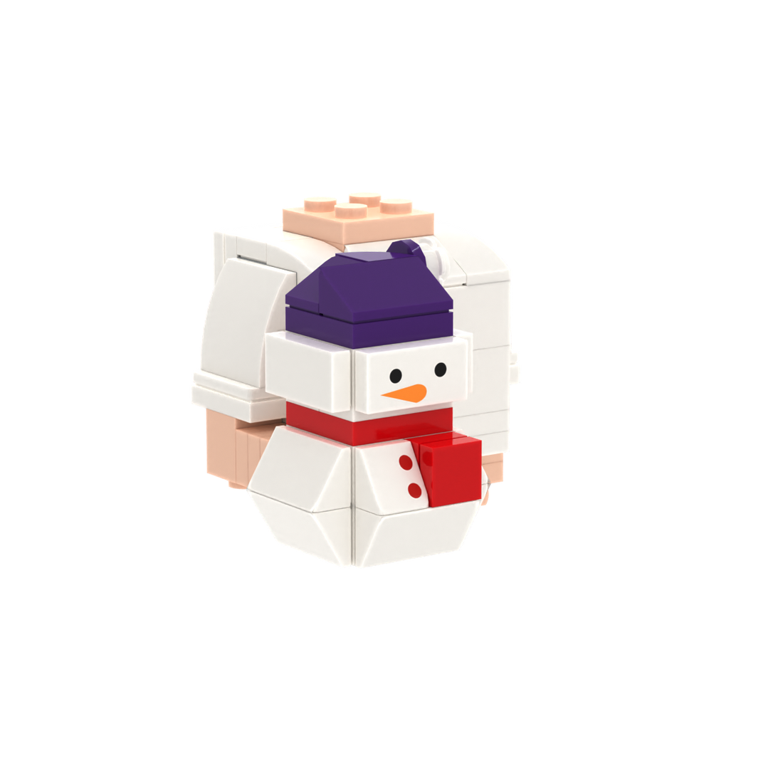 Snowman brick figure accessory, left-side view