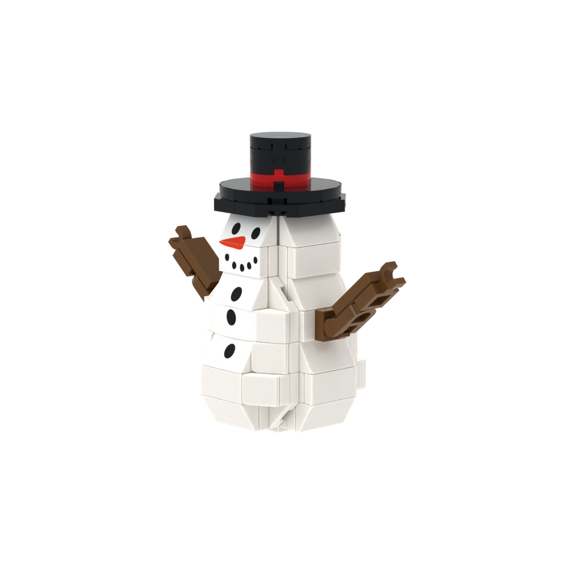 Snowman With Top Hat brick scene accessory, detail view 2