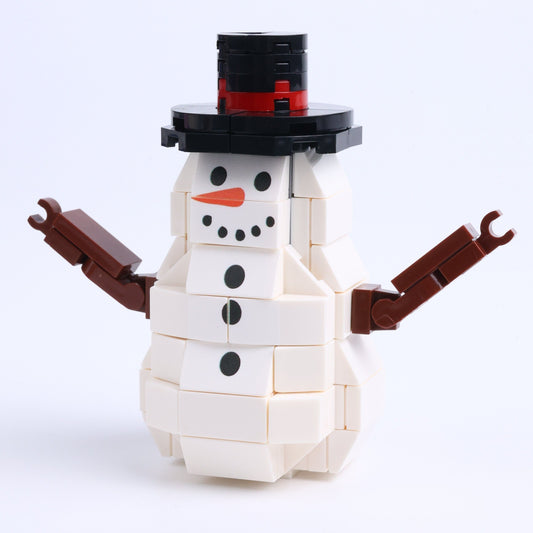 Snowman With Top Hat brick scene accessory, right-side view