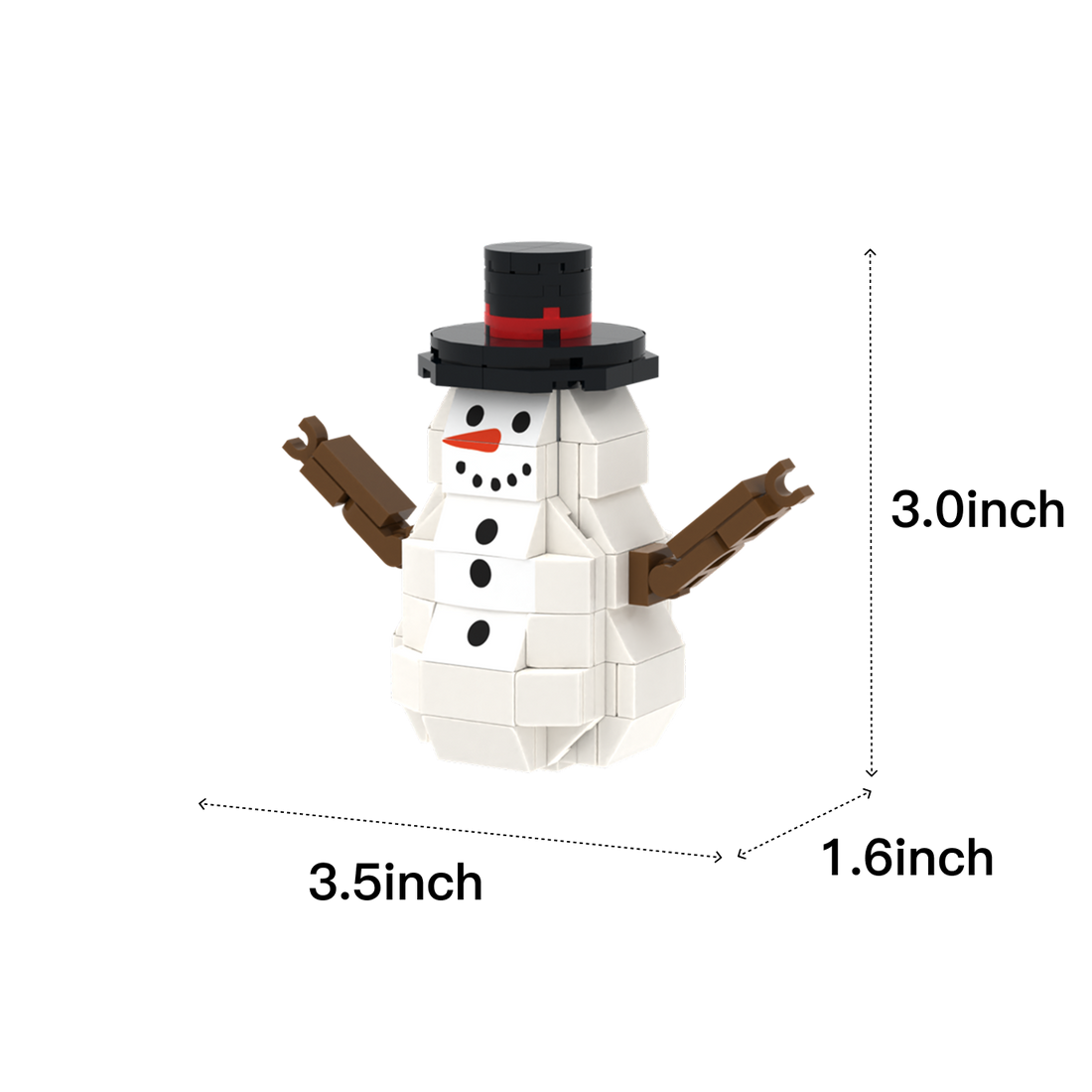 Snowman With Top Hat brick scene accessory, size guide