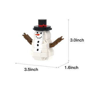 Snowman With Top Hat brick scene accessory, size guide