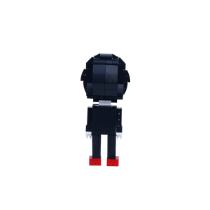 Spiral-Cheek Puppet custom brick figure, back view