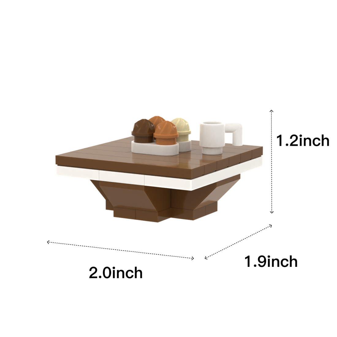 Square Coffee Table brick scene accessory, size guide