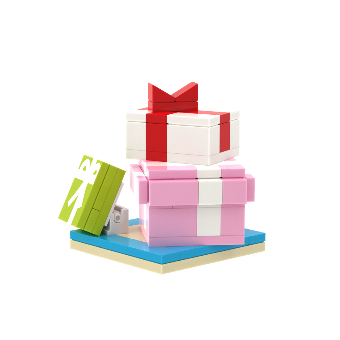 Stacked Gift Boxes brick scene accessory, detail view 2