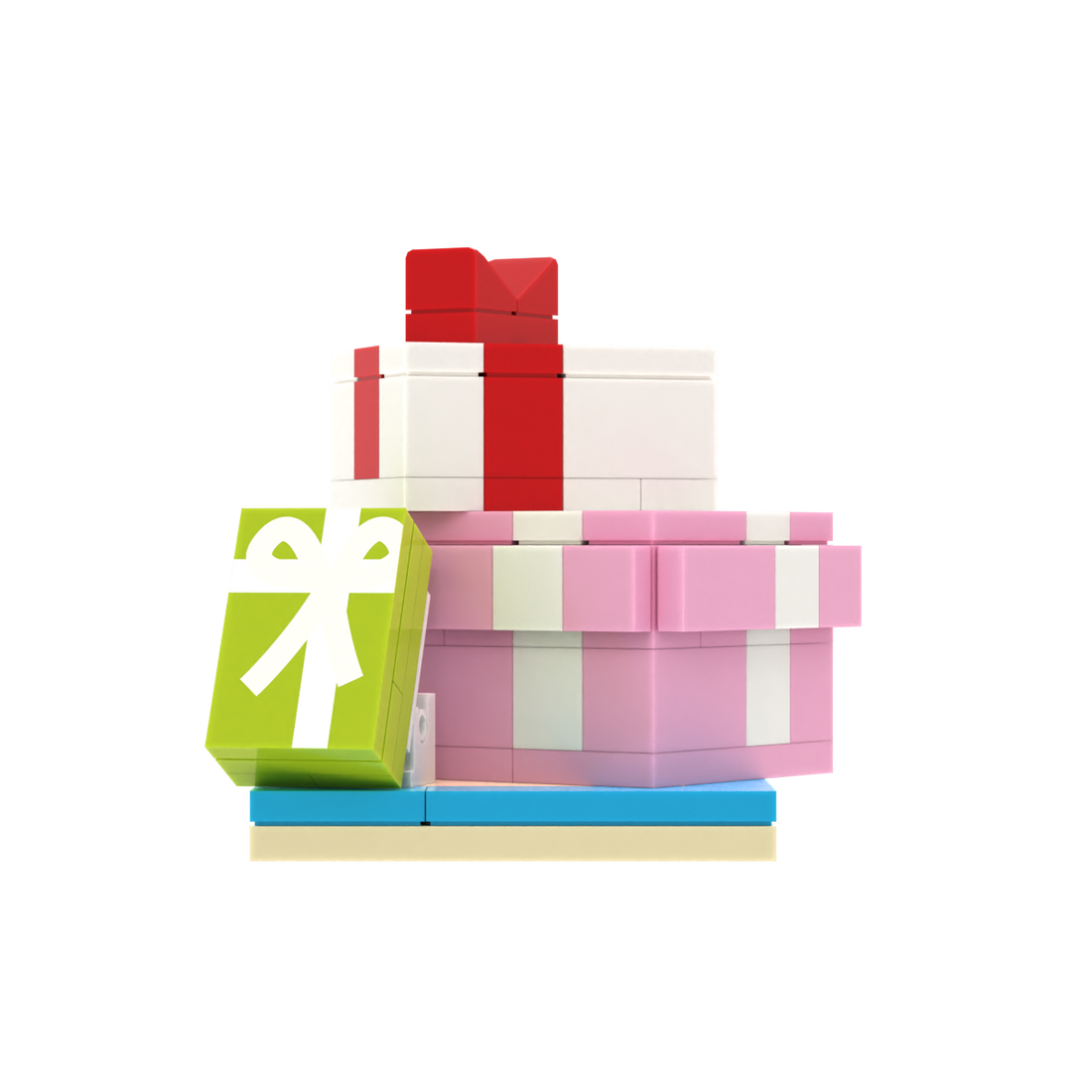 Stacked Gift Boxes brick scene accessory, left-side view