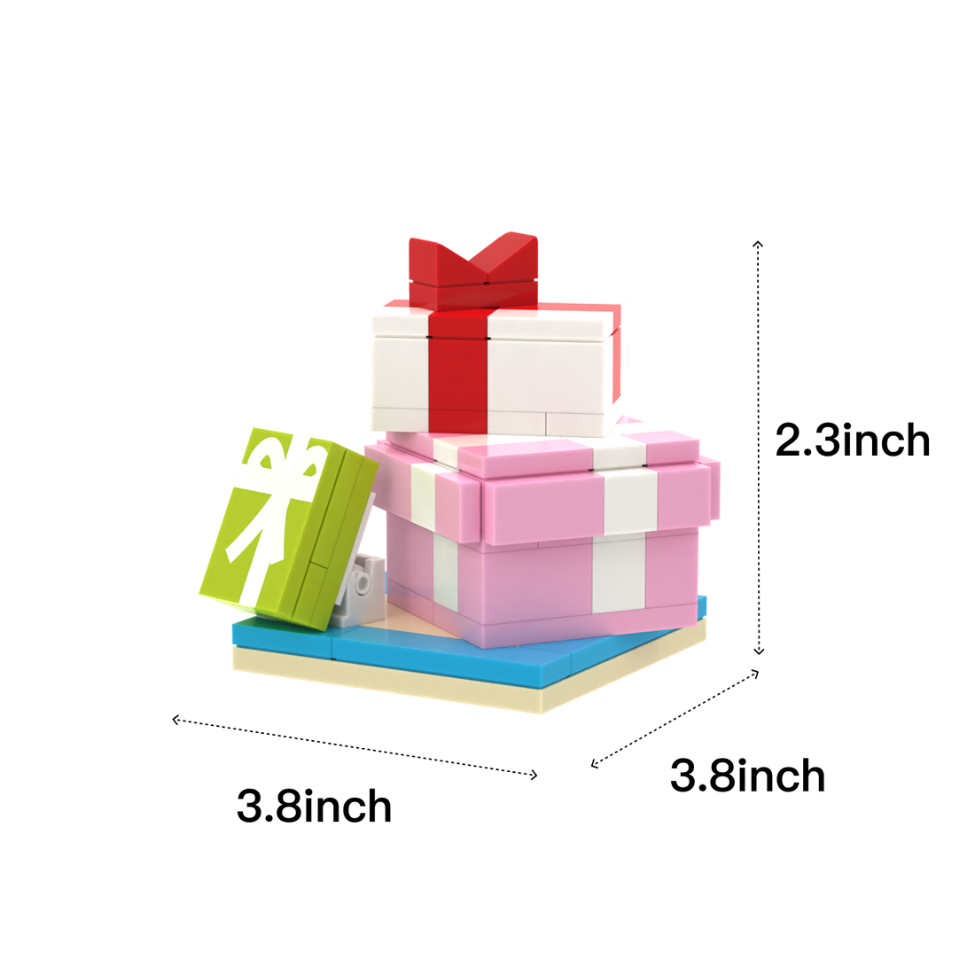 Stacked Gift Boxes brick scene accessory, size guide