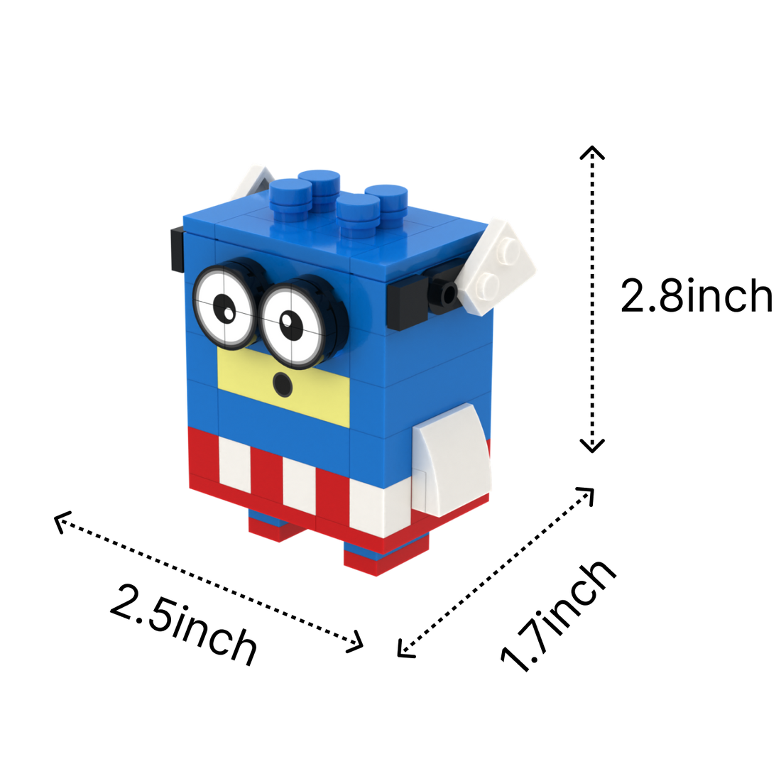 Star-Spangled Minion brick art collectible, size guide