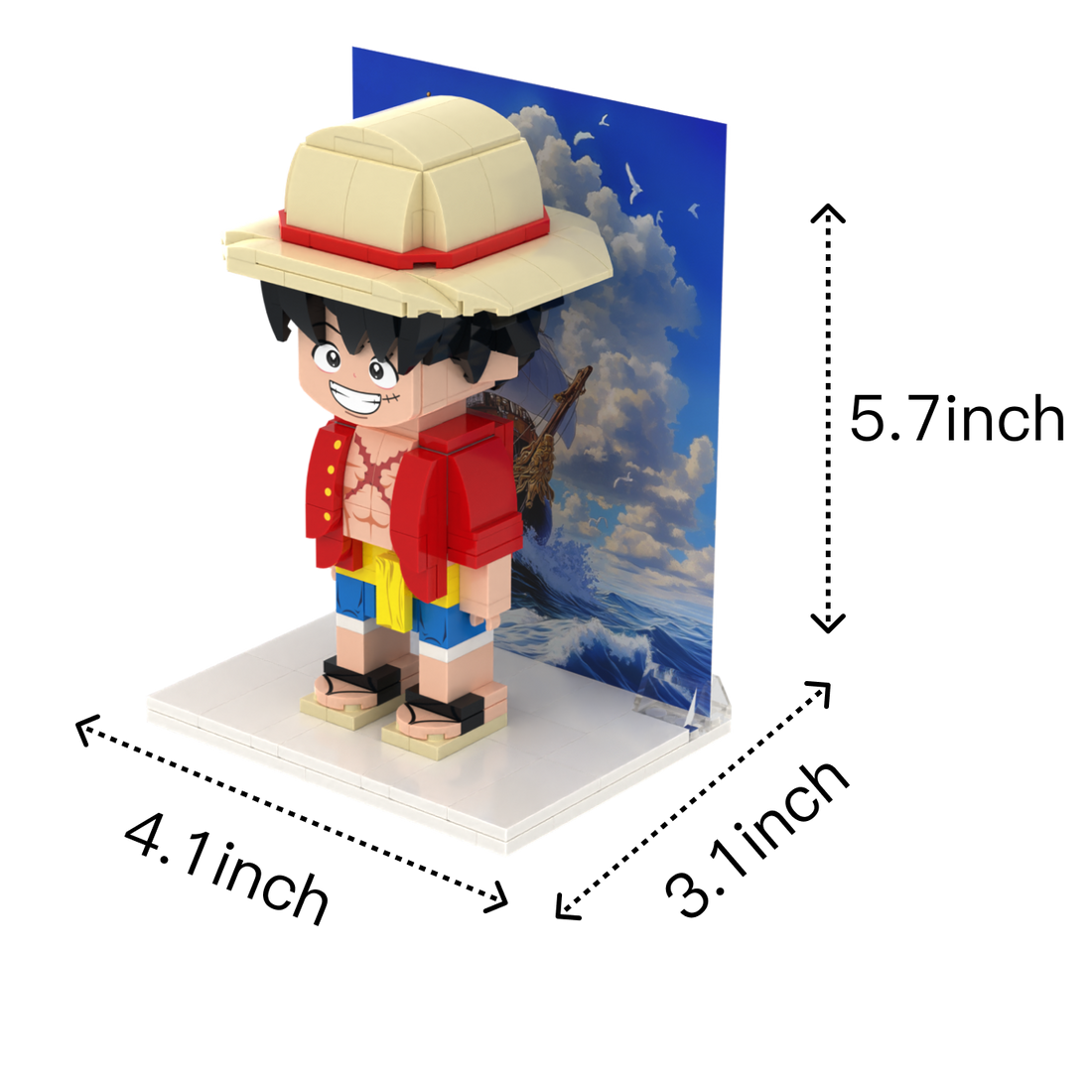 Straw-Hat Sea Voyager custom brick figure, size guide