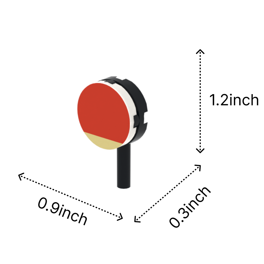 Table Tennis Paddle brick figure accessory, size guide
