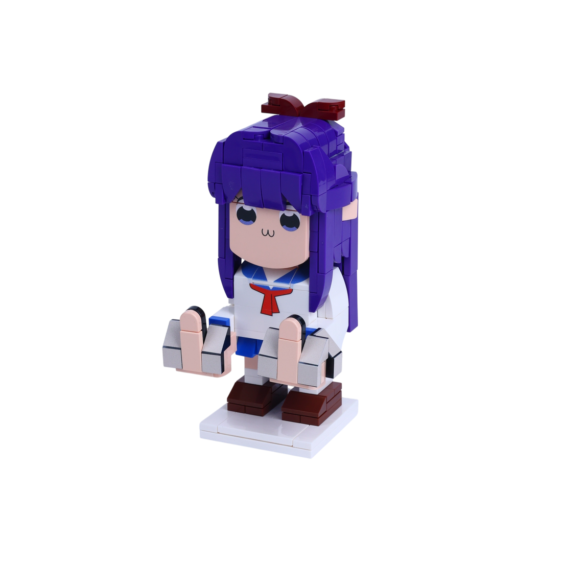 Tall Blue-Haired Character custom brick figure, right-side view