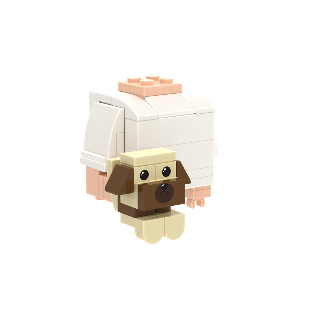 Tan-Brown Dog brick figure accessory, left-side view