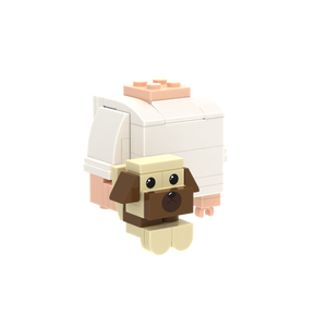 Tan-Brown Dog brick figure accessory, left-side view
