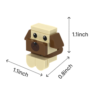 Tan-Brown Dog brick figure accessory, size guide