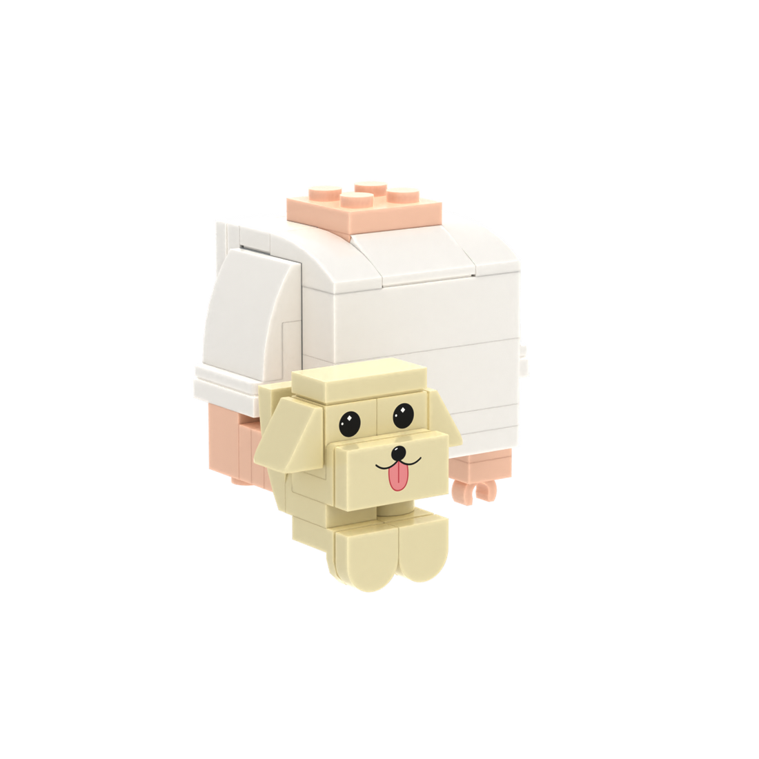 Tan Tongue-Out Dog brick figure accessory, left-side view