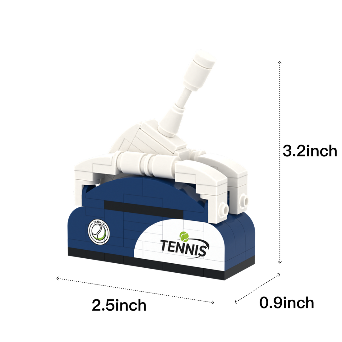 Tennis Ball Launcher brick scene accessory, size guide