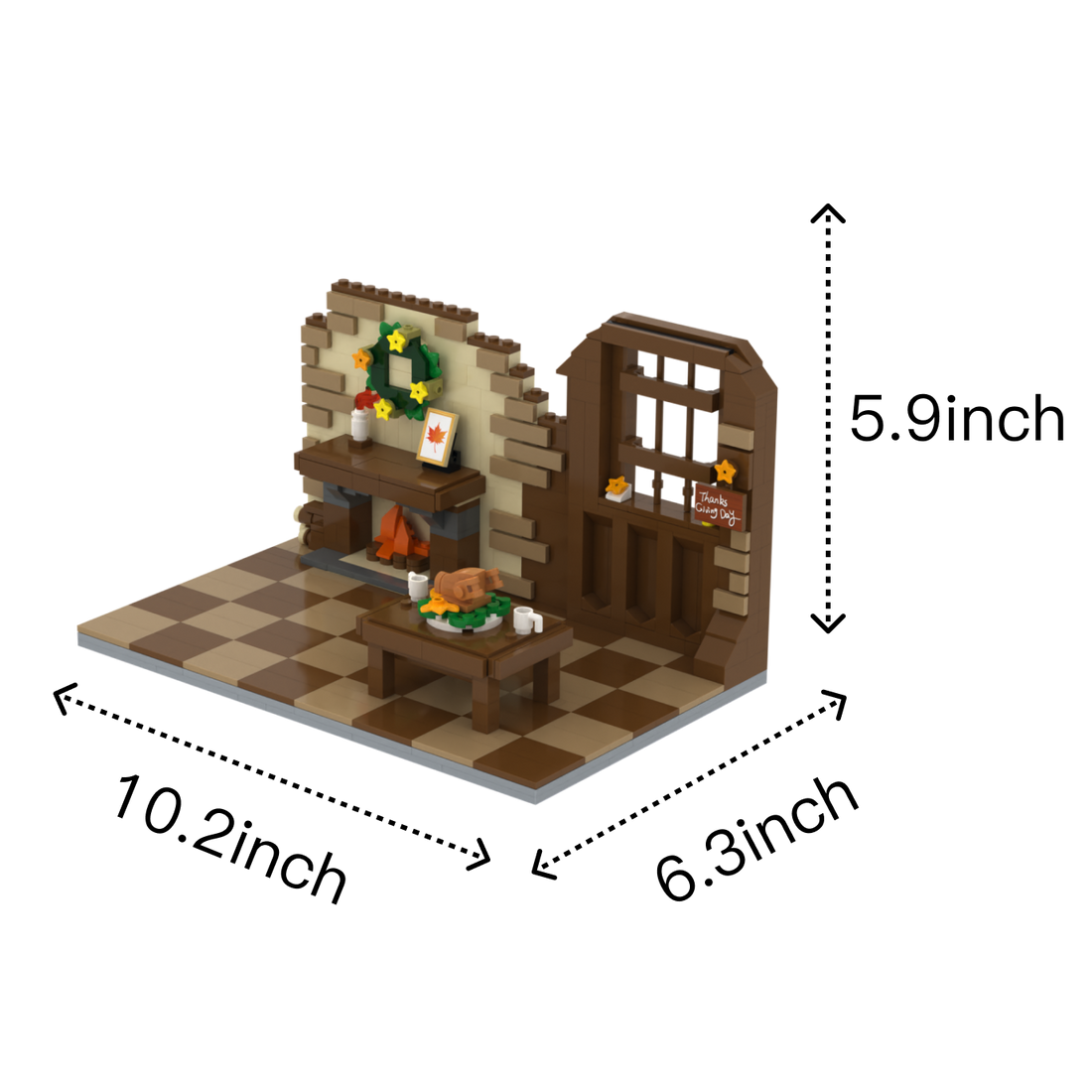 Thanksgiving · Family Feast brick scene, size guide