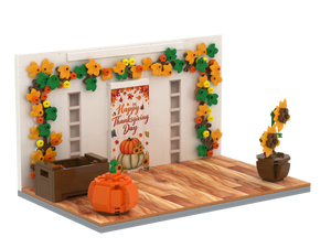 Thanksgiving · Harvest Hearts brick scene, left view