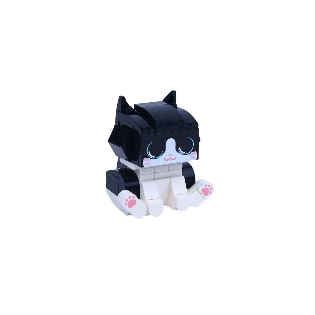 Tuxedo Cat Design 1 cat brick figure, left-side view