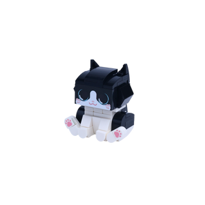 Tuxedo Cat Design 1 cat brick figure, right-side view