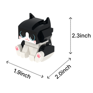 Tuxedo Cat Design 1 cat brick figure, size guide