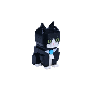 Tuxedo Cat Design 2 cat brick figure, left-side view