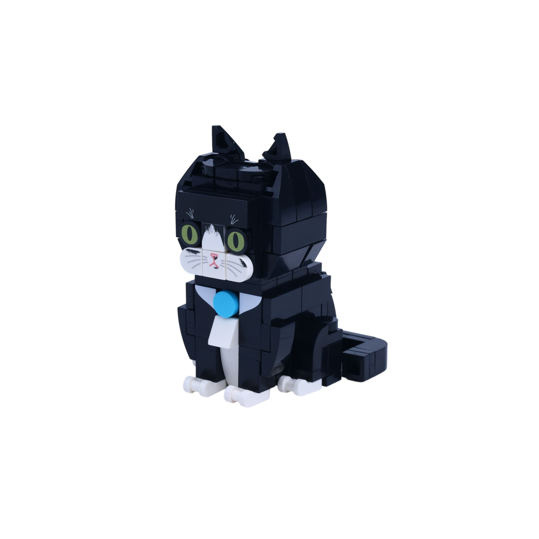 Tuxedo Cat Design 2 cat brick figure, right-side view