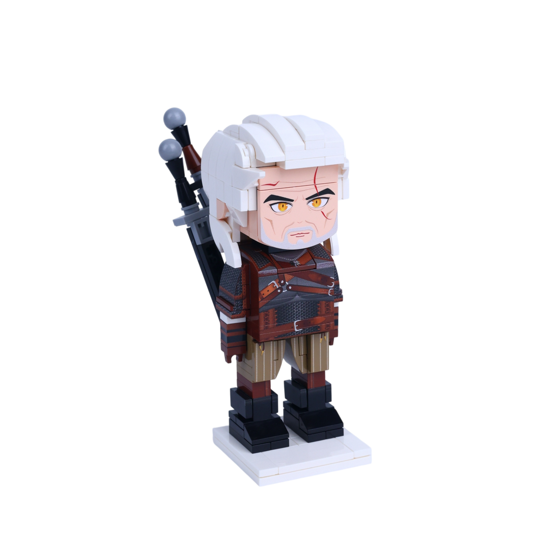 White-Blade Fantasy Hunter custom brick figure, left-side view