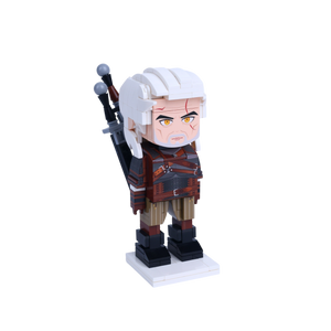 White-Blade Fantasy Hunter custom brick figure, left-side view