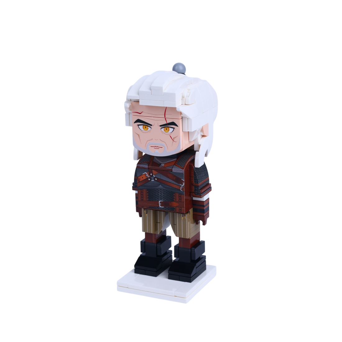 White-Blade Fantasy Hunter custom brick figure, right-side view