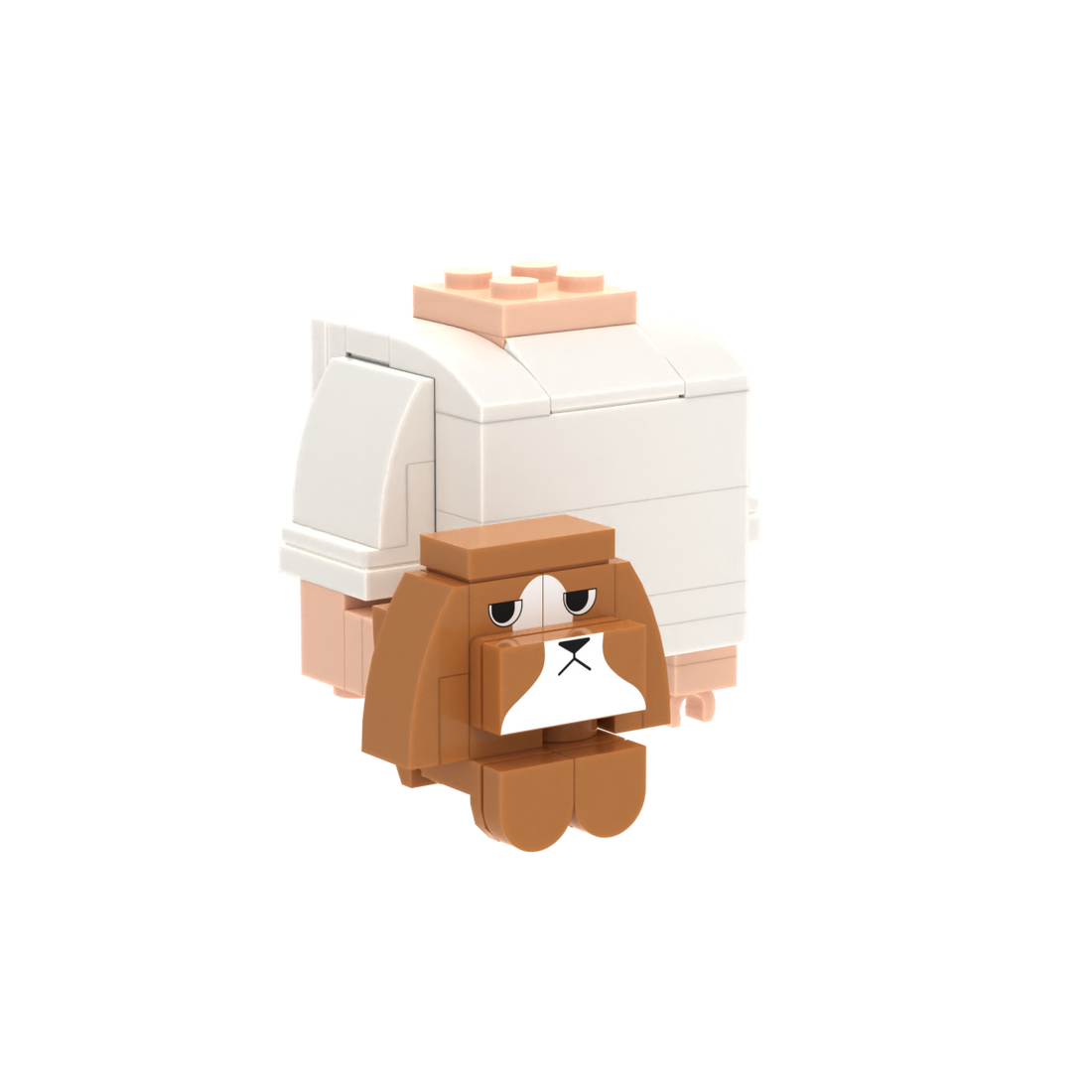 White-Brown Dog brick figure accessory, left-side view