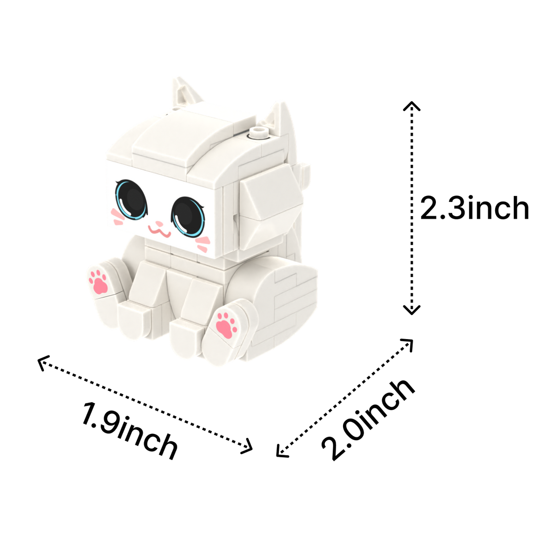 White Cat cat brick figure, size guide