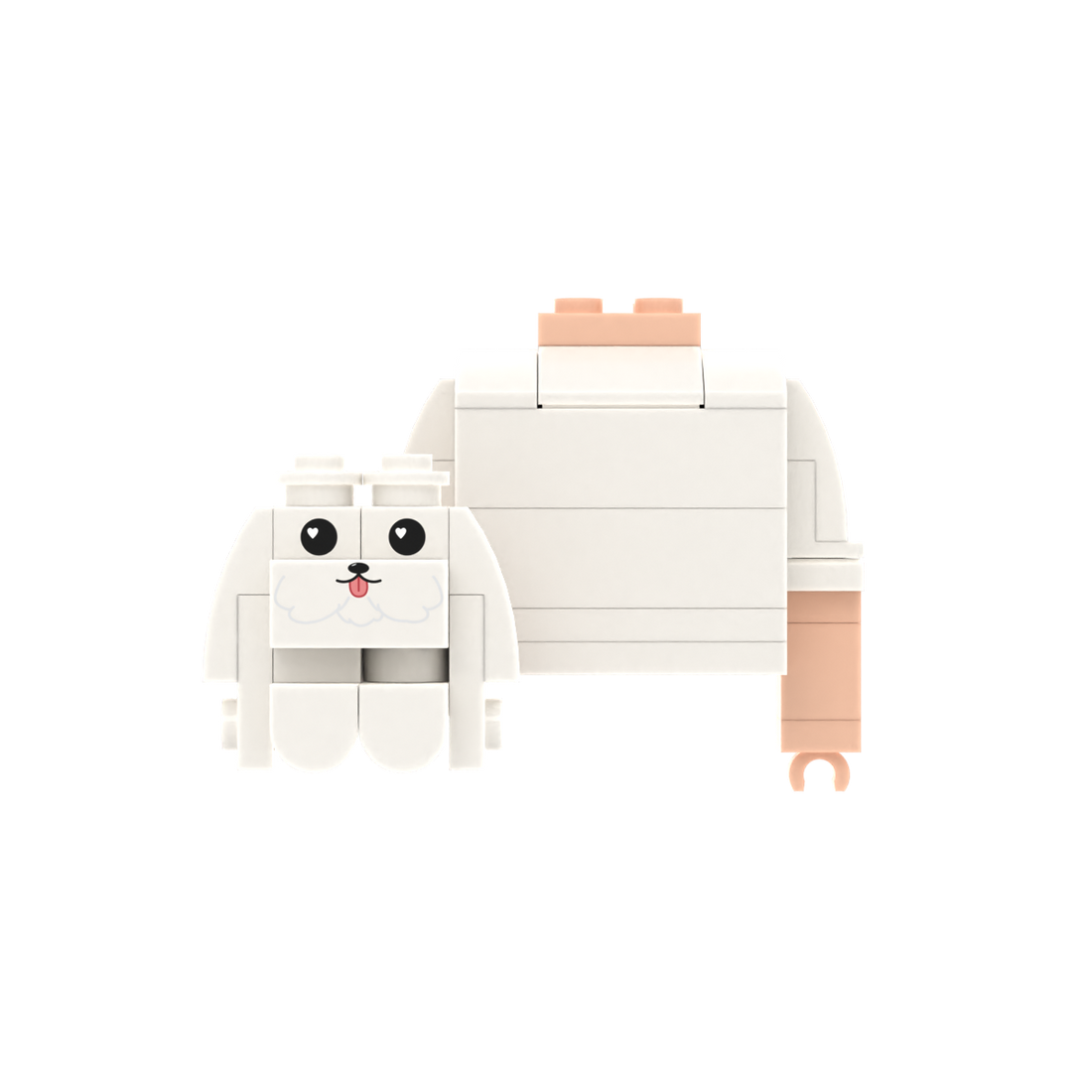 White Floppy-Eared Puppy brick figure accessory, main product view