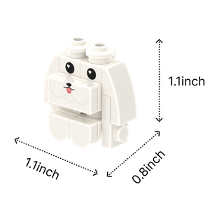 White Floppy-Eared Puppy brick figure accessory, size guide