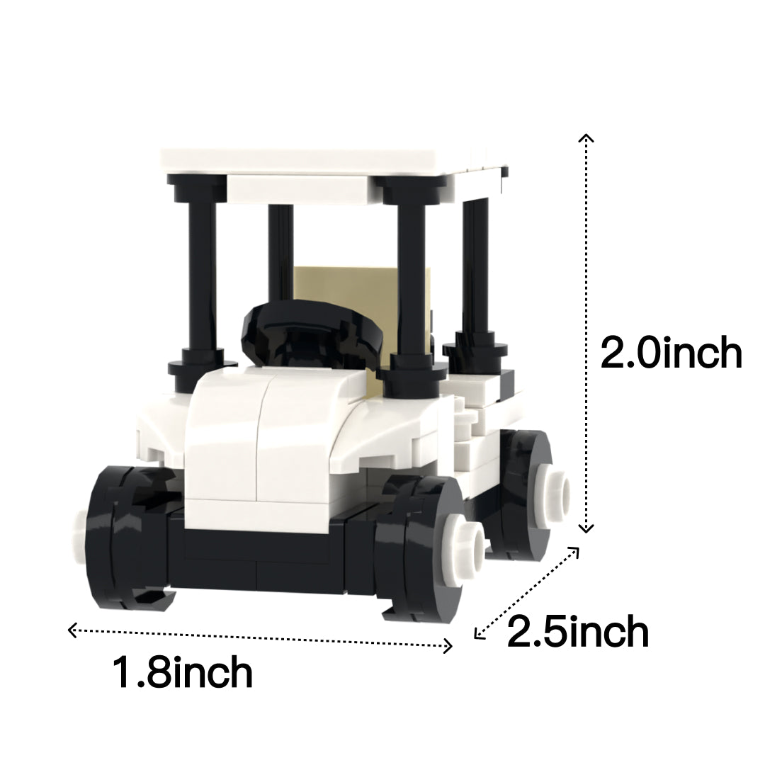 White Golf Cart brick scene accessory, size guide