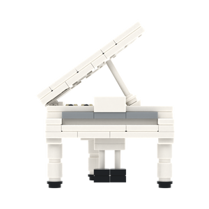 White Grand Piano brick scene accessory, left-side view