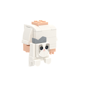 White-Gray Cat brick figure accessory, left-side view