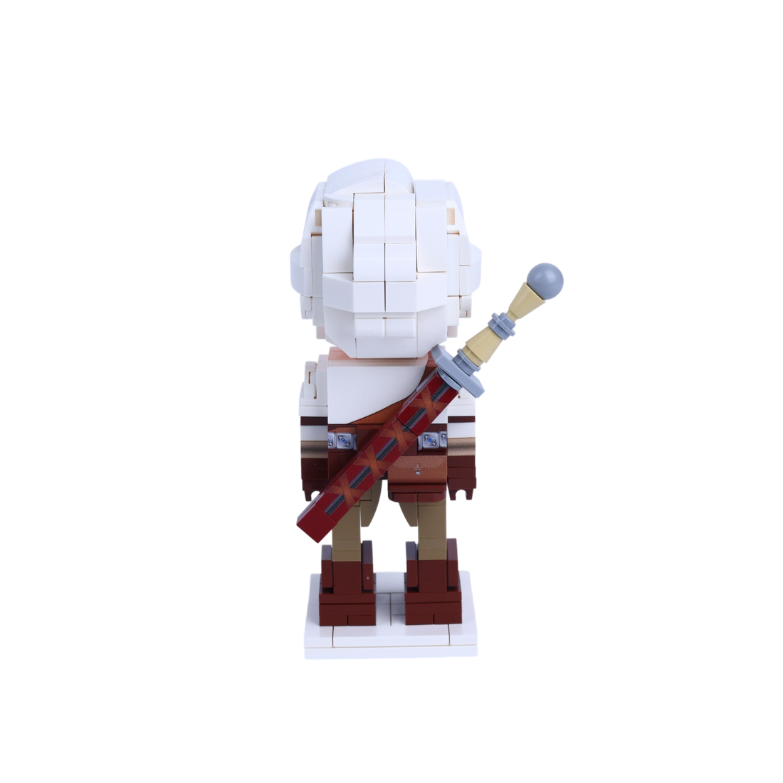 White-Haired Swordsman custom brick figure, back view