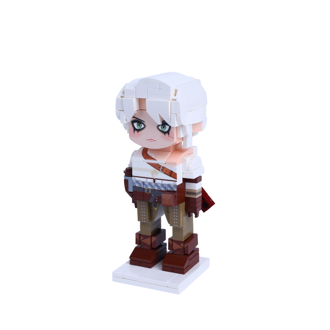 White-Haired Swordsman custom brick figure, right-side view
