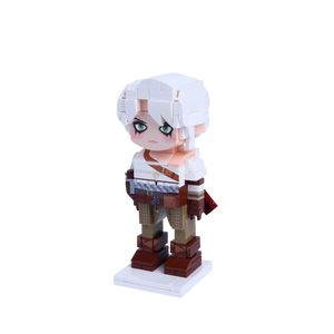 White-Haired Swordsman custom brick figure, right-side view