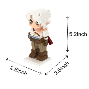 White-Haired Swordsman custom brick figure, size guide