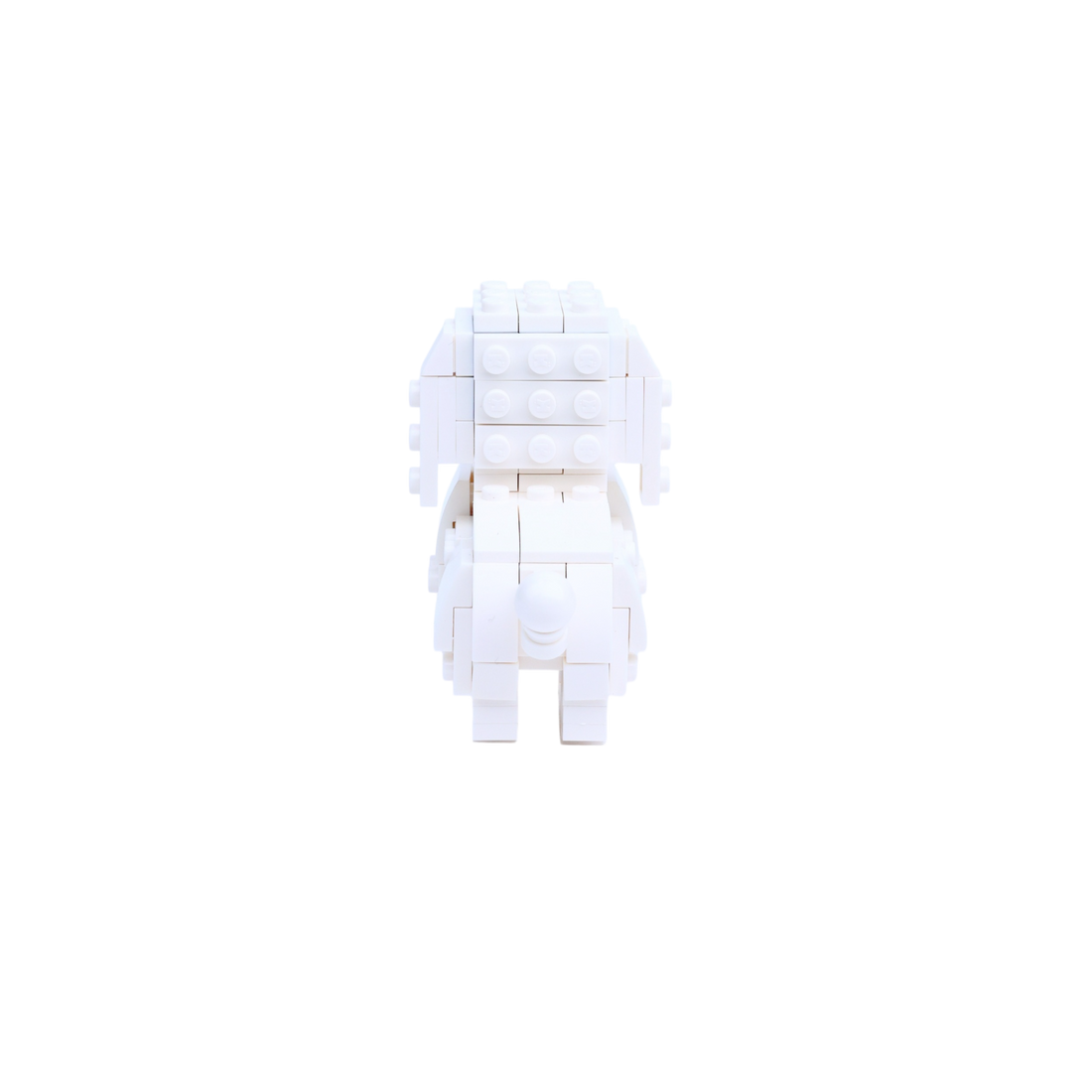 White Poodle dog brick figure, back view